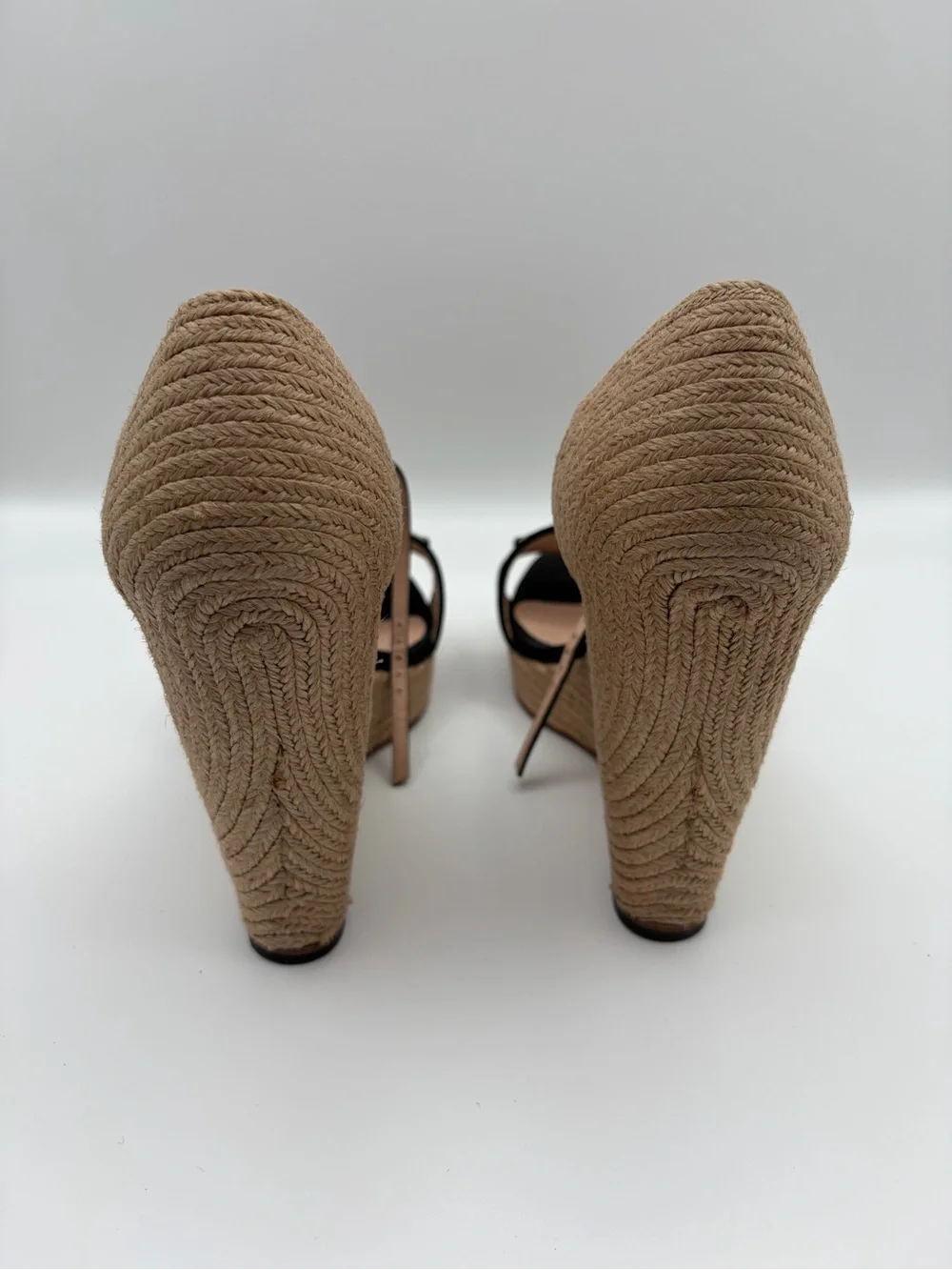 Gucci Horsebit Kid Suede Espadrille Wedge Sandals Black Size 40 - Picture 6 of 9